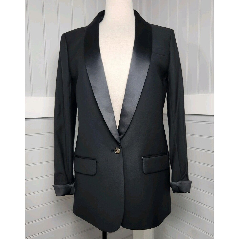 Collection J. Crew Tuxedo Blazer Womens 4 Satin Trim Tollegno 1900 Italian Wool